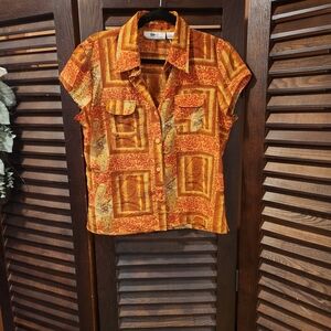 Women's Button Down Shirt in Orange by BCBG